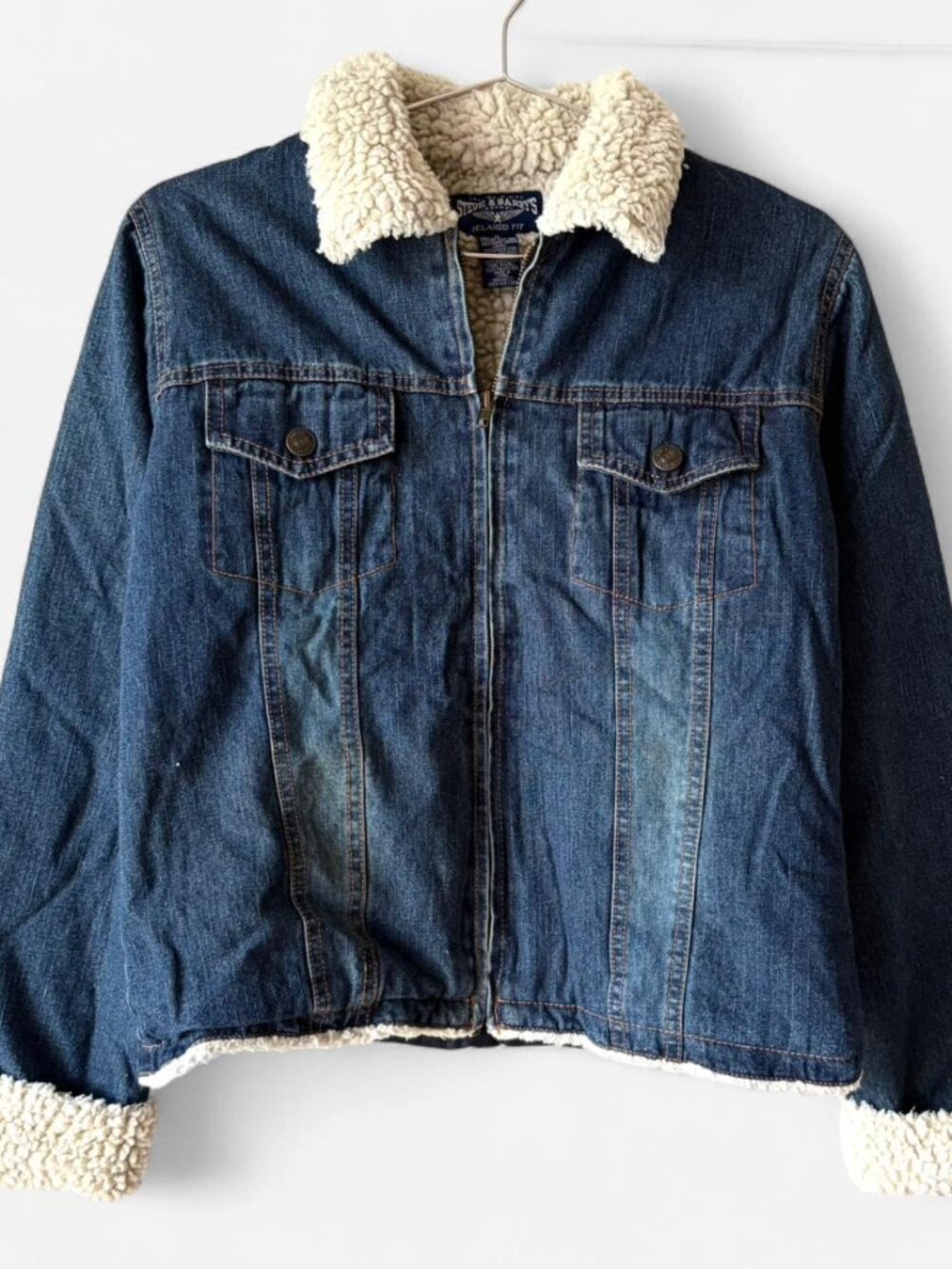 Steve & Barry's Vintage Denim Fleece Lined Jean Jacket Unisex Small